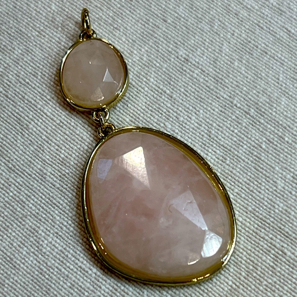 Rose quartz stone 14k plated Pendant